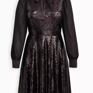 Torrid Sylvia Mollie Mini Dress - Mesh Sequin Black